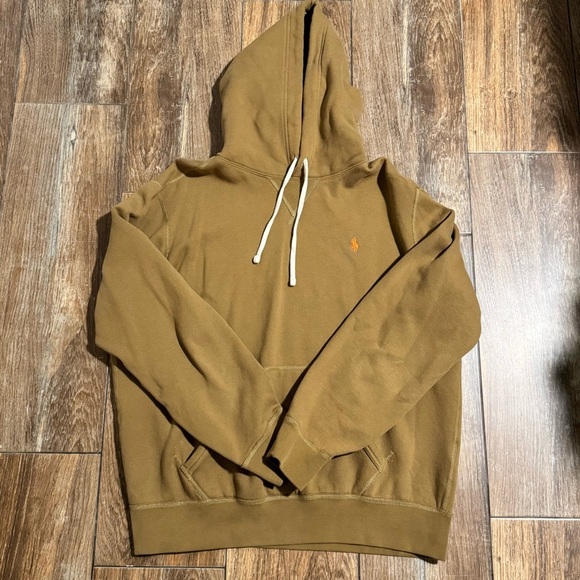 Ralph Lauren Tan Hoodie with Orange Logo - Picture 1 of 3